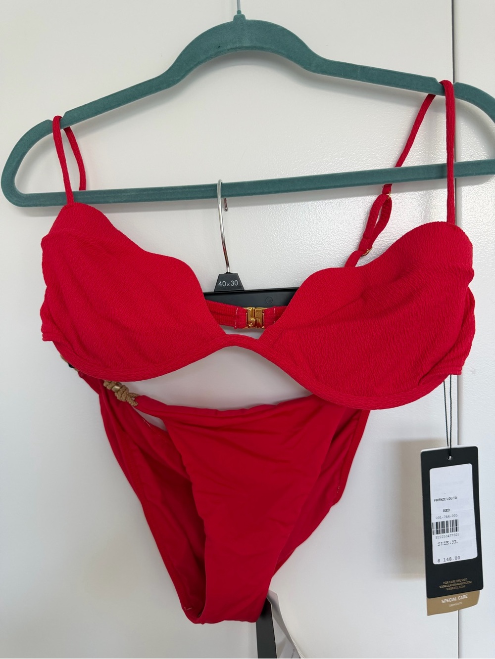 Vix Paula Hermany Red Underwire Bikini Set with Gold Hardware